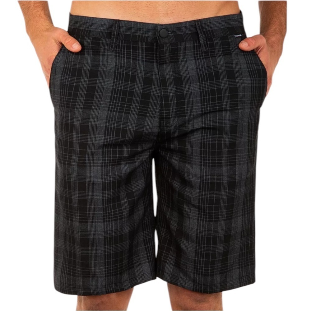 Hurley Granada 22" Plaid Shorts Men’s Size 36 Black Blue & Gray in EUC!